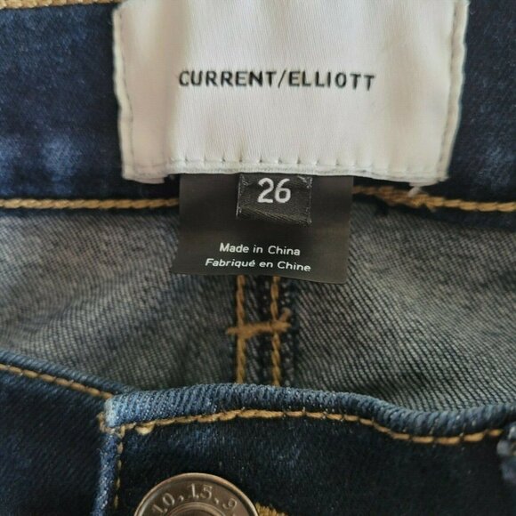 Current Elliot Mid Rise Ankle Jeans Skinny Dark Wash Sz 26 Contrast Stitching - Picture 7 of 10